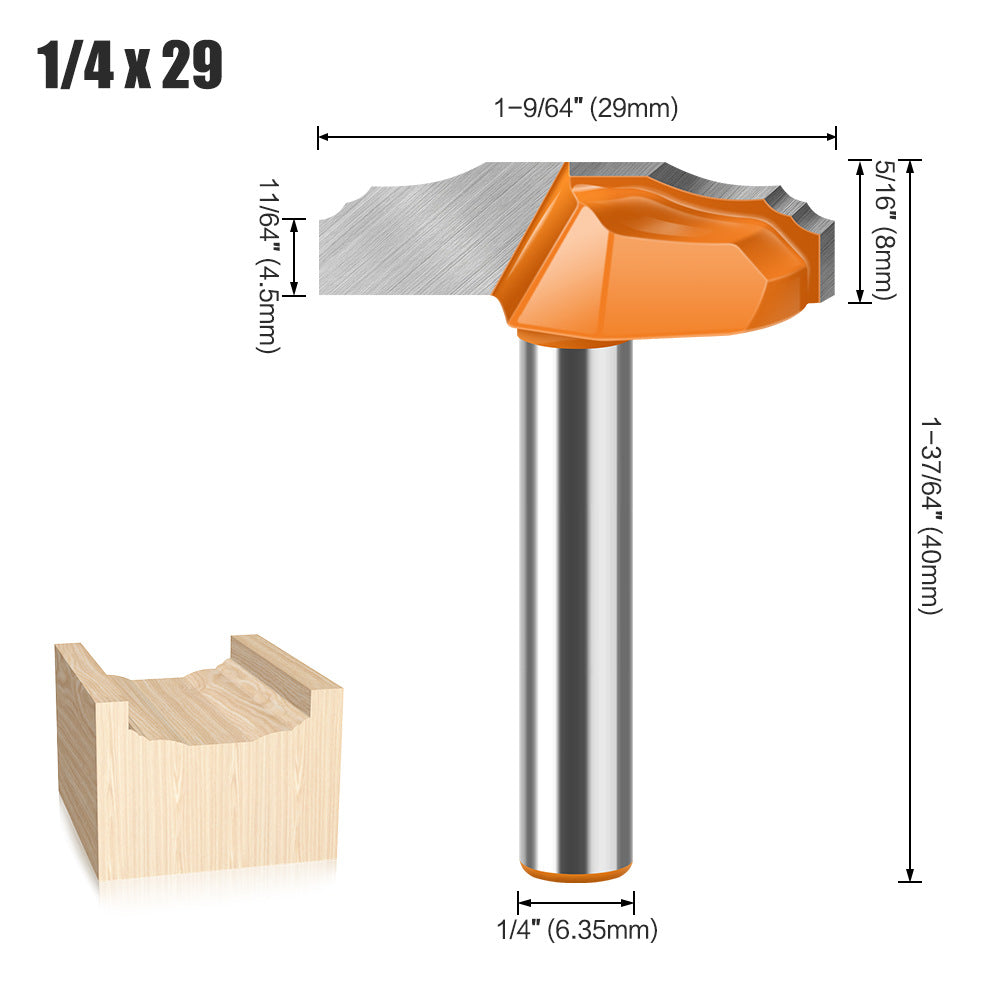 6 handle 1/4 handle Xiaodie double R wire knife cabinet door panel knife double small R flower wire knife trimmer milling cutter cabinet door knife