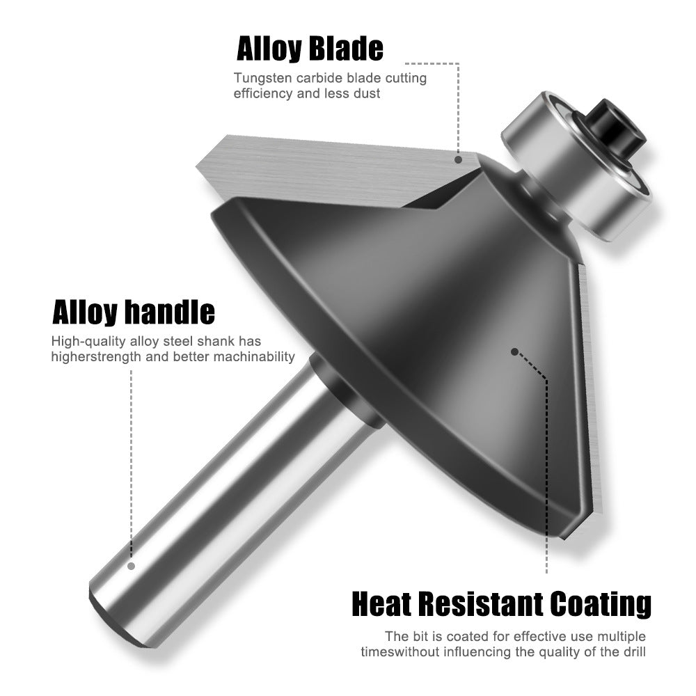 8Mm handle bevel knife trimming tool woodworking milling cutter trimming machine engraving cutter head chamfering knife bearing tungsten steel cutter head