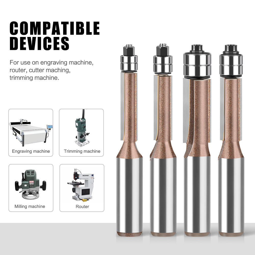 Professional grade 1/2 shank head double bearing trimming knife tungsten steel imitation woodworking milling cutter trimming alloy blade bearing