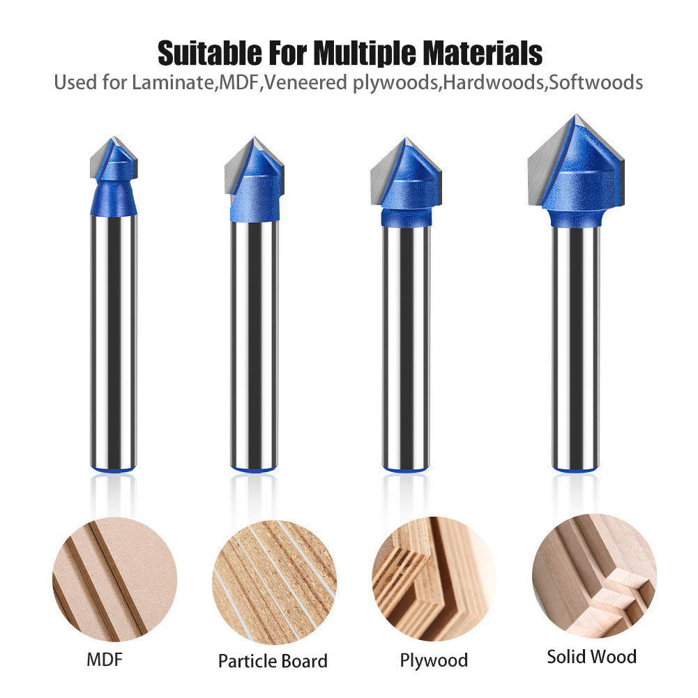 Professional grade 90-degree V-shaped knife woodworking milling cutter trimming machine cutter head aluminum-plastic panel slotting integrated wall folding knife