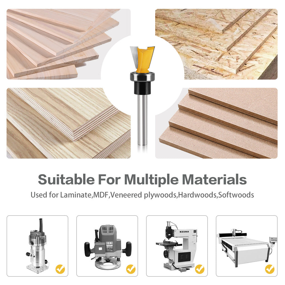 Bearing imitation dovetail knife slotting trimming machine head mouth < unk > knife 1/4 handle tenon knife engraving machine woodworking milling cutter