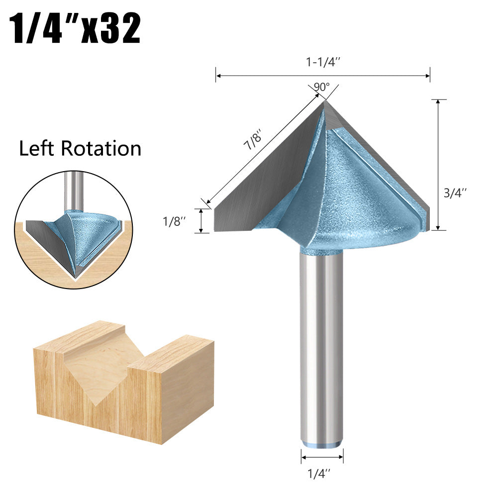90 ° V knife forward rotation and reverse corner knife 3D computer engraving knife 45 degree trimming knife woodworking milling cutter acrylic