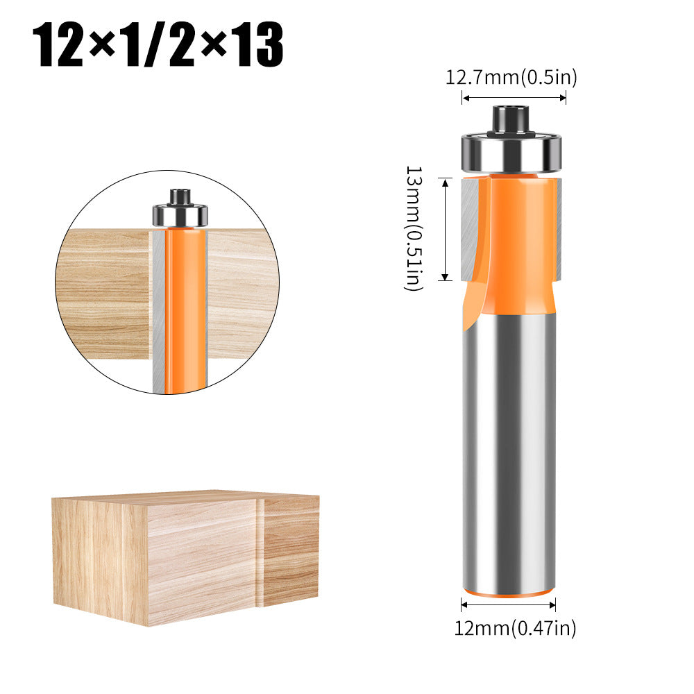 12 handle extended trimming knife with bearing trimming knife double edge straight knife woodworking milling cutter tool trimming machine head