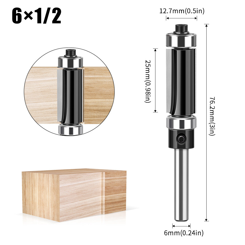 Double Bearing Trimming Knife Double Blade Straight Knife Woodworking Knife, Bakelite Milling Trimming Machine Gong Milling Cutter 1/4 * 12.7 * 25.4