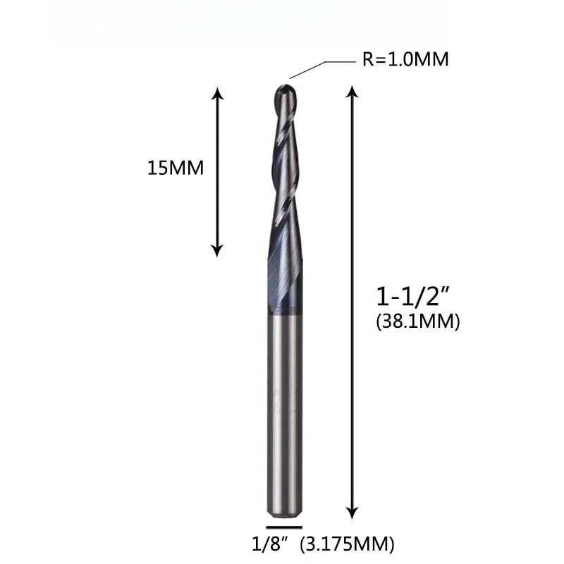 Solid Carbide Taper Ball Nose End Mill Coated CNC Milling Cutter for Wood, Aluminum & Mold Machining