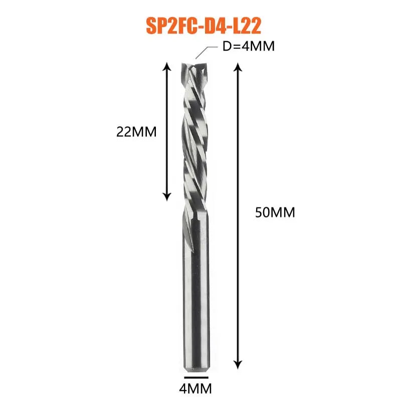 Compression milling cutter woodwork UP & DOWN Cut Two Flutes Spiral Carbide Milling Tool CNC Router Wood End Mill Cutter Bits