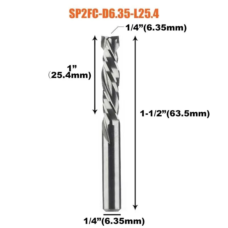 Compression milling cutter woodwork UP & DOWN Cut Two Flutes Spiral Carbide Milling Tool CNC Router Wood End Mill Cutter Bits