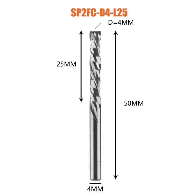 Compression milling cutter woodwork UP & DOWN Cut Two Flutes Spiral Carbide Milling Tool CNC Router Wood End Mill Cutter Bits