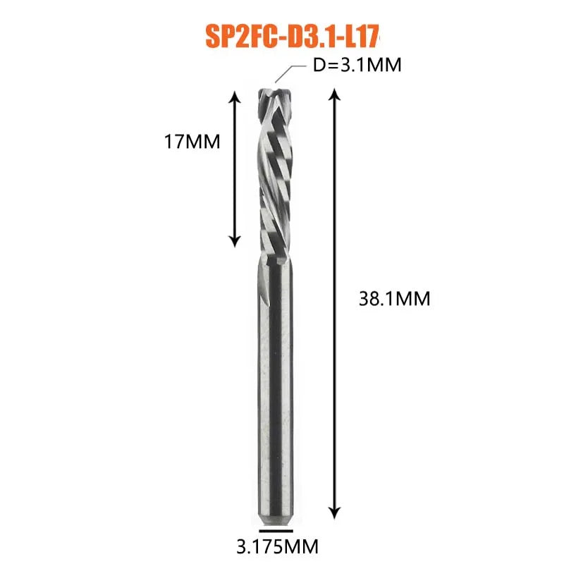 Compression milling cutter woodwork UP & DOWN Cut Two Flutes Spiral Carbide Milling Tool CNC Router Wood End Mill Cutter Bits