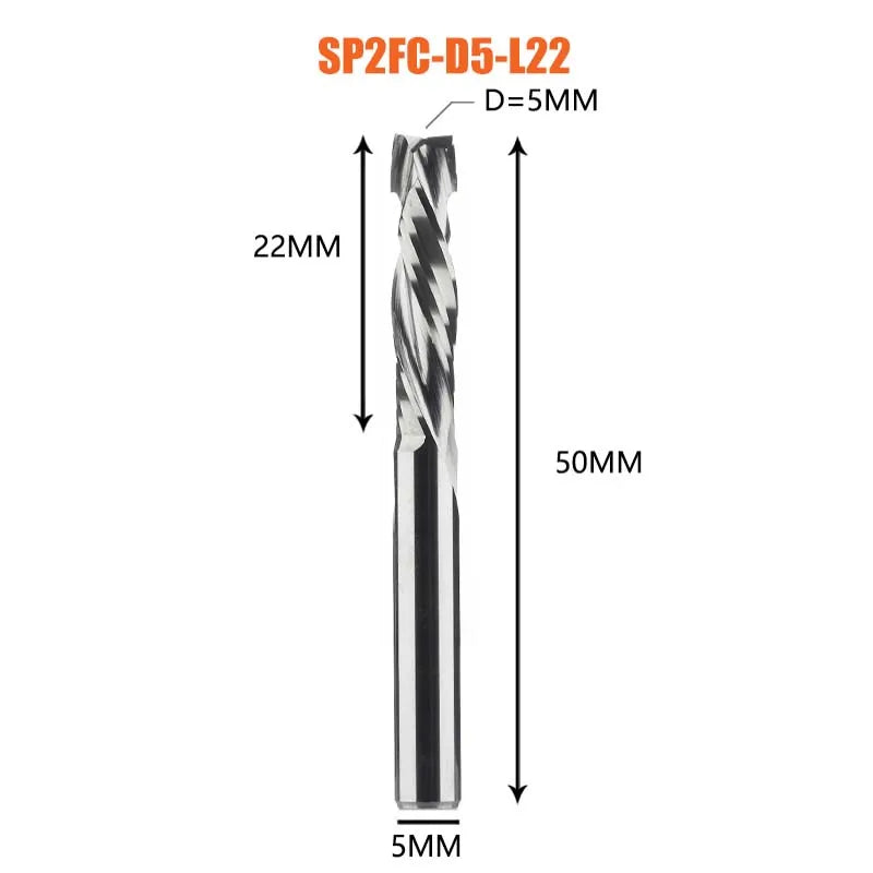 Compression milling cutter woodwork UP & DOWN Cut Two Flutes Spiral Carbide Milling Tool CNC Router Wood End Mill Cutter Bits