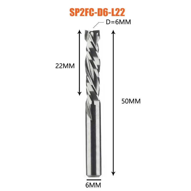 Compression milling cutter woodwork UP & DOWN Cut Two Flutes Spiral Carbide Milling Tool CNC Router Wood End Mill Cutter Bits