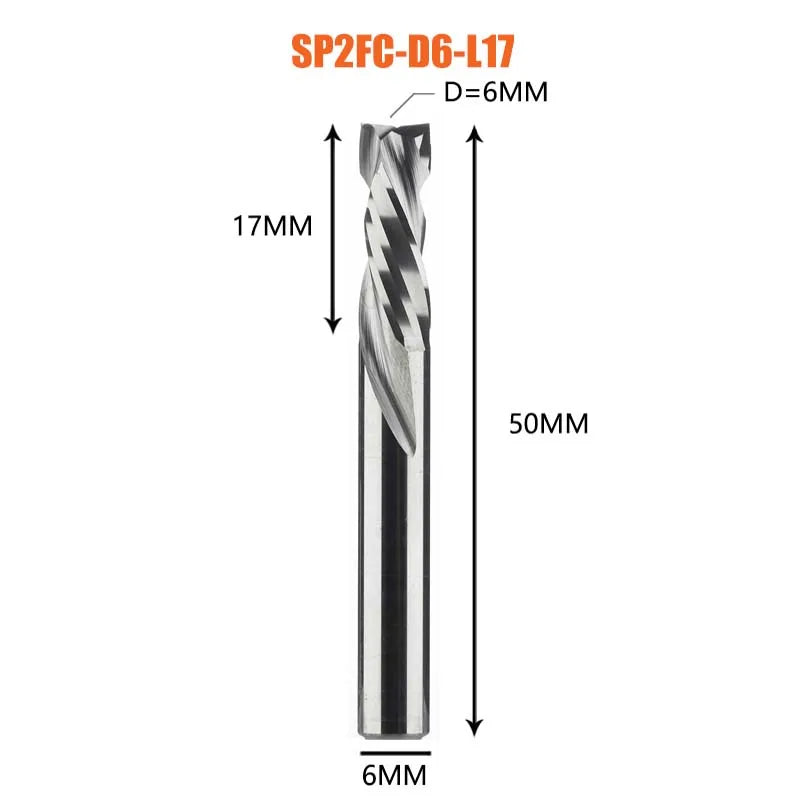 Compression milling cutter woodwork UP & DOWN Cut Two Flutes Spiral Carbide Milling Tool CNC Router Wood End Mill Cutter Bits