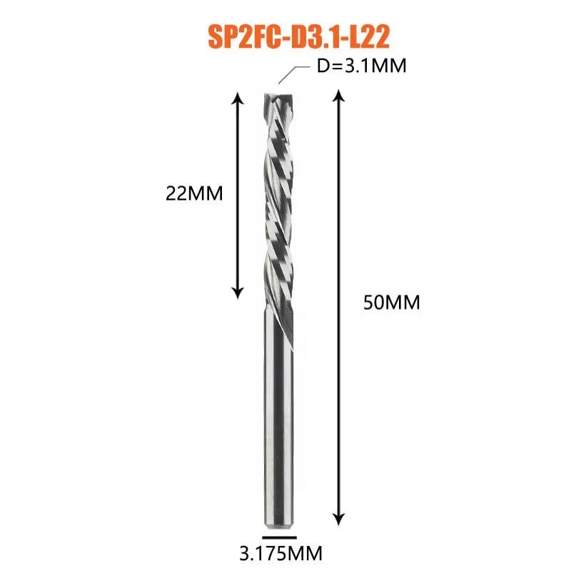 Compression milling cutter woodwork UP & DOWN Cut Two Flutes Spiral Carbide Milling Tool CNC Router Wood End Mill Cutter Bits