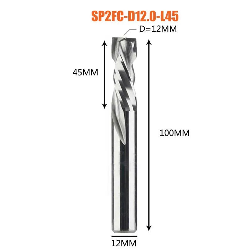 Compression milling cutter woodwork UP & DOWN Cut Two Flutes Spiral Carbide Milling Tool CNC Router Wood End Mill Cutter Bits