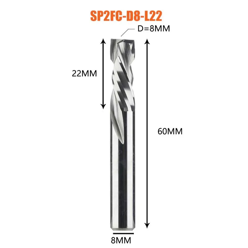 Compression milling cutter woodwork UP & DOWN Cut Two Flutes Spiral Carbide Milling Tool CNC Router Wood End Mill Cutter Bits