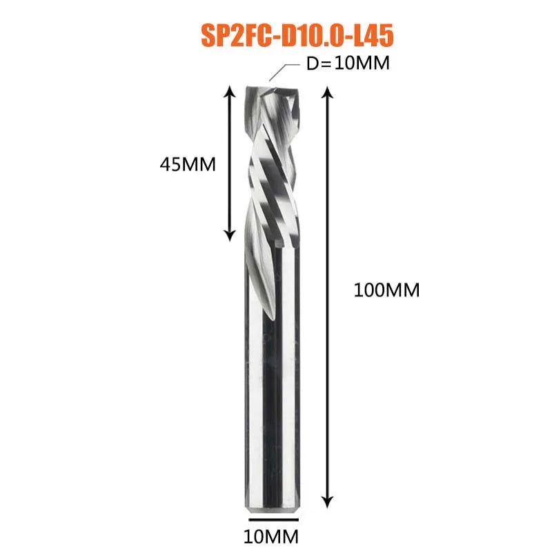 Compression milling cutter woodwork UP & DOWN Cut Two Flutes Spiral Carbide Milling Tool CNC Router Wood End Mill Cutter Bits