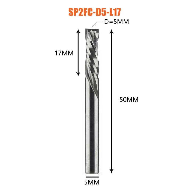 Compression milling cutter woodwork UP & DOWN Cut Two Flutes Spiral Carbide Milling Tool CNC Router Wood End Mill Cutter Bits