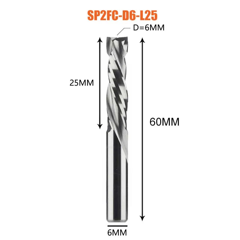 Compression milling cutter woodwork UP & DOWN Cut Two Flutes Spiral Carbide Milling Tool CNC Router Wood End Mill Cutter Bits