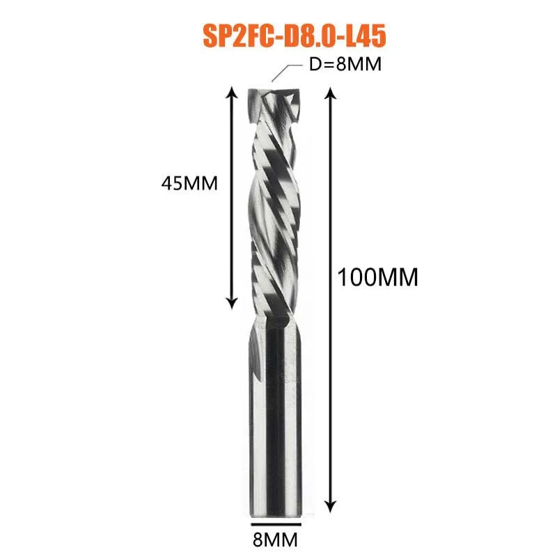 Compression milling cutter woodwork UP & DOWN Cut Two Flutes Spiral Carbide Milling Tool CNC Router Wood End Mill Cutter Bits