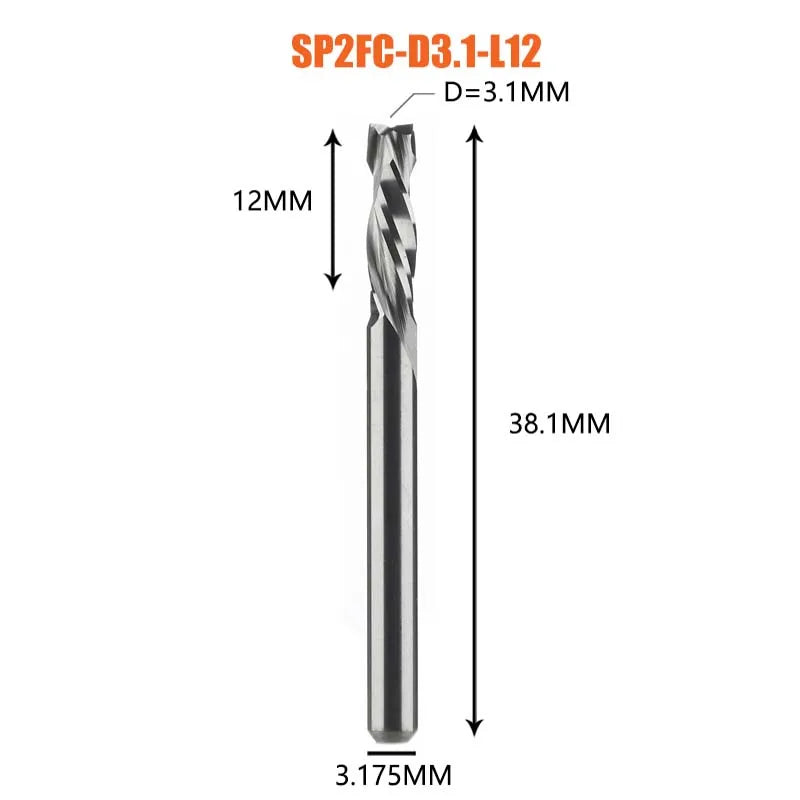 Compression milling cutter woodwork UP & DOWN Cut Two Flutes Spiral Carbide Milling Tool CNC Router Wood End Mill Cutter Bits