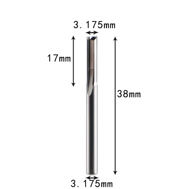 2 Flute Solid Carbide Straight End Mill CNC Router Bit for Wood, MDF, Acrylic, PVC & Plastic