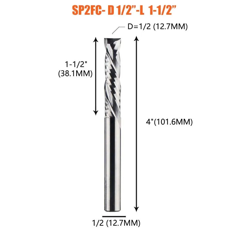 Compression milling cutter woodwork UP & DOWN Cut Two Flutes Spiral Carbide Milling Tool CNC Router Wood End Mill Cutter Bits