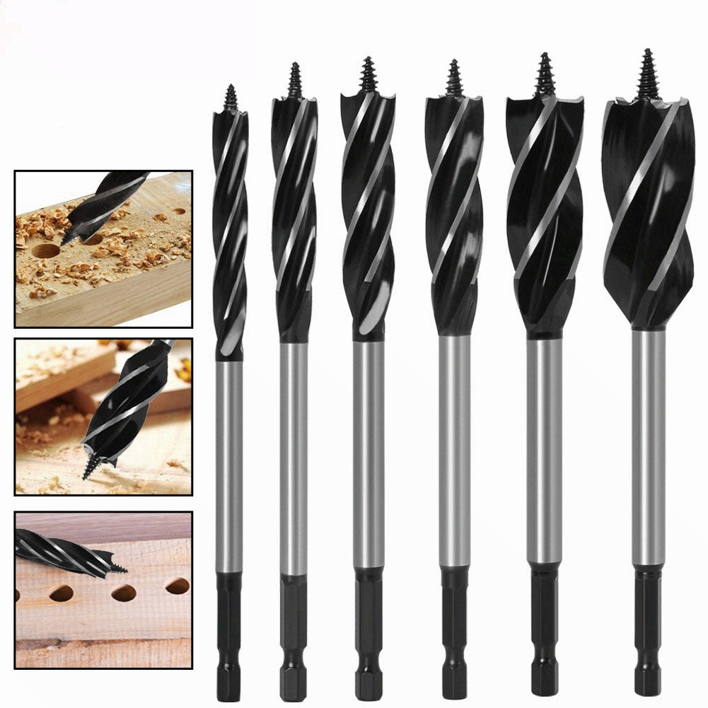Woodworking drill Four-blade woodworking hole opener, door lock reamer, four-slot reamer Hexagonal handle, drawer opening