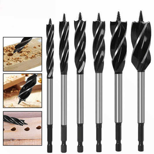 Woodworking drill Four-blade woodworking hole opener, door lock reamer, four-slot reamer Hexagonal handle, drawer opening