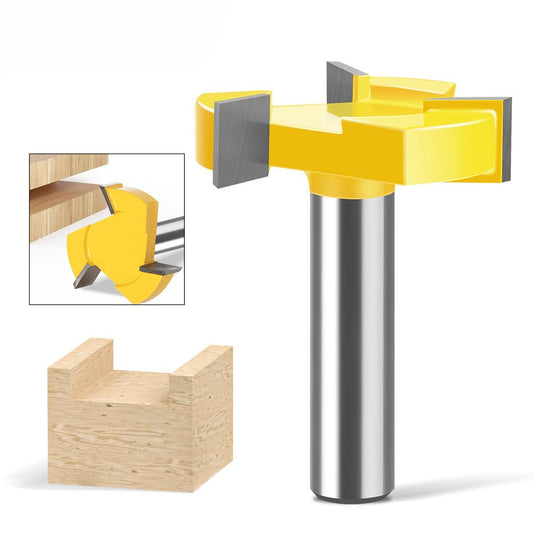 Three-blade T-slotting cutter T-type mortise and tenon cutter engraving machine trimming machine cutter head, woodworking milling cutter alloy notch cutter