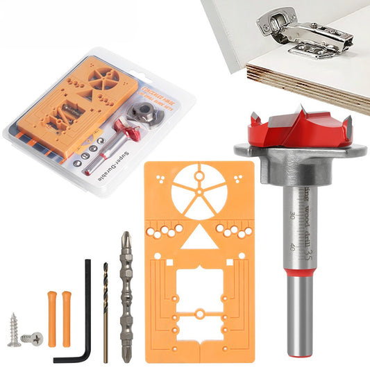 No cover hinge drill combination set, hinge hinge woodworking hole positioner 35mm adjustable