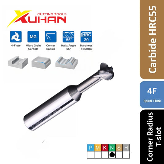 4 Flute CORNER RADIUS T-SLOT Carbide Mill HRC55 for AL