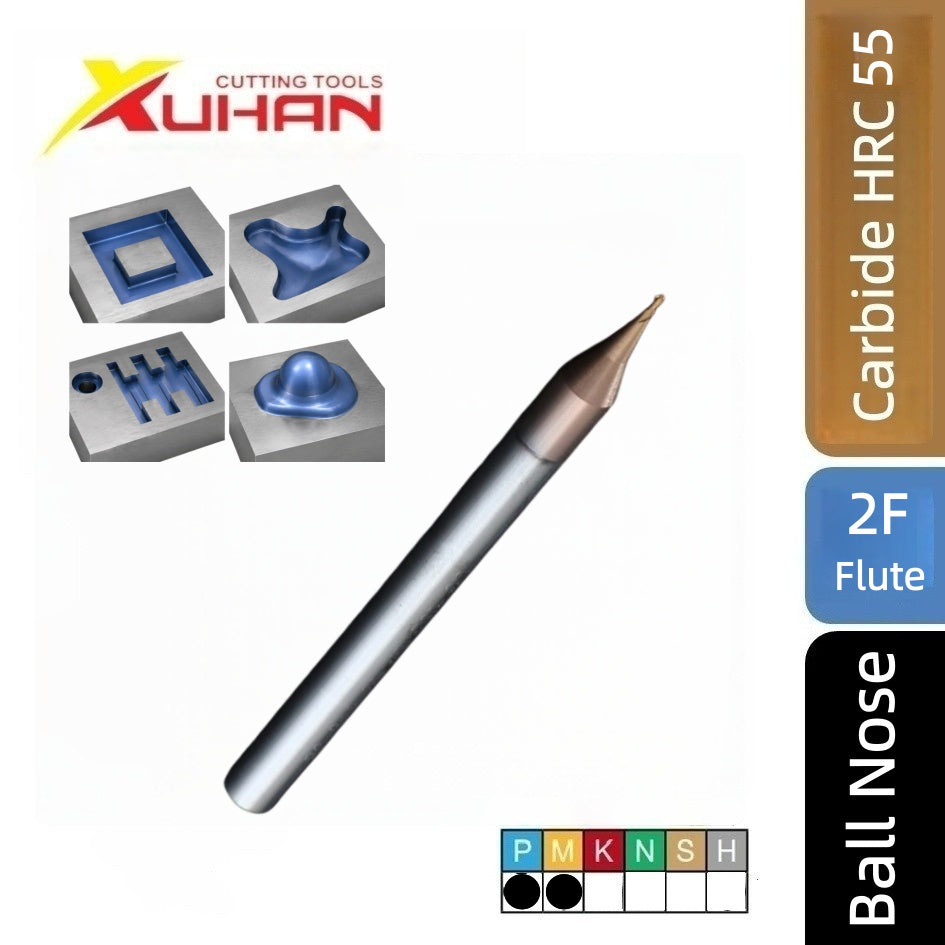 2 Flute Micro Carbide End Mill Square / Ball Nose CNC Cutter HRC 55