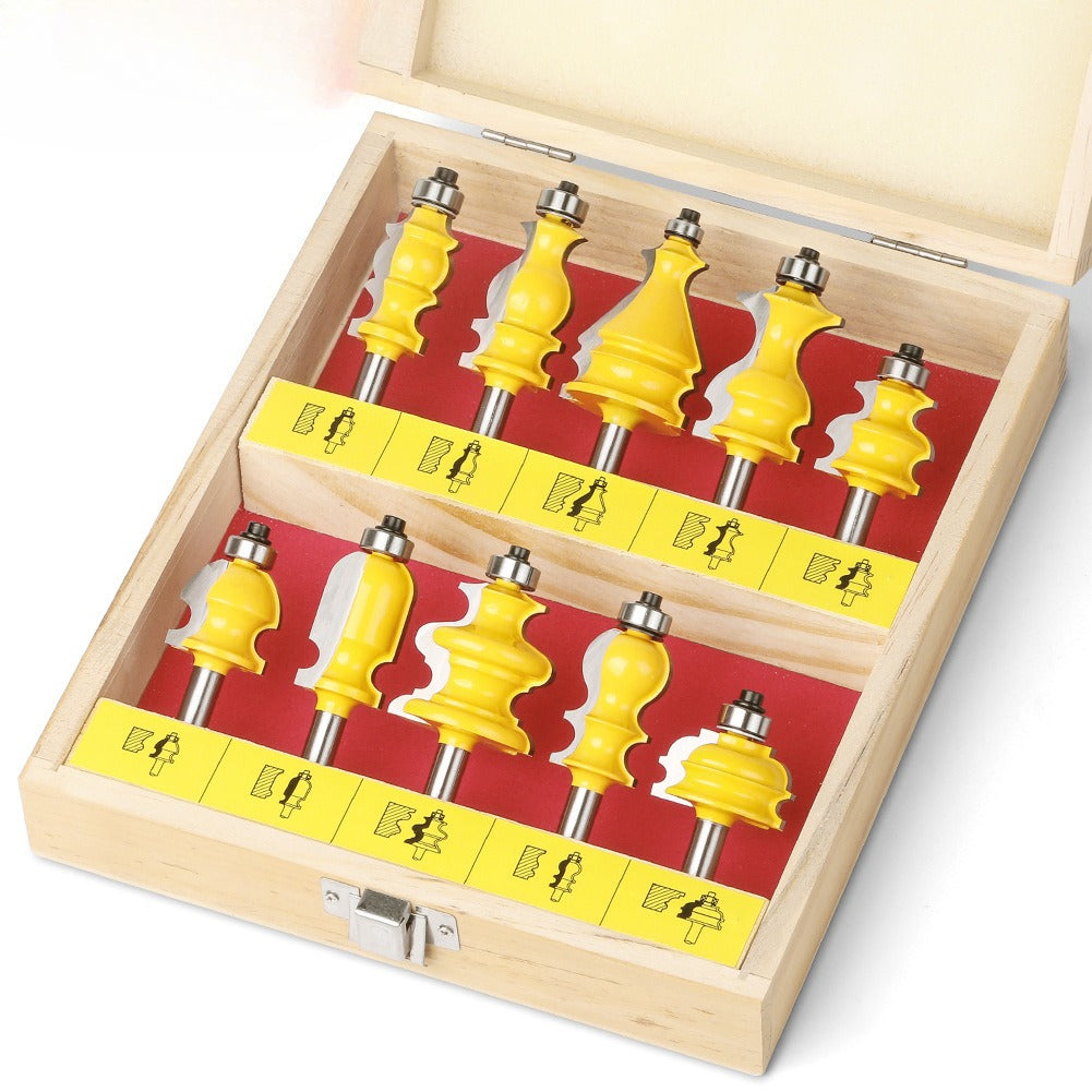 8Mm handle 10-piece set flower line knife armrest knife woodworking lace knife line knife cabinet door top line knife engraving machine milling cutter