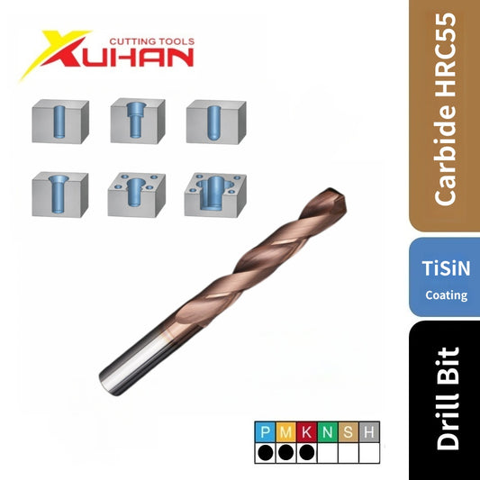 Solid Carbide Straight Shank Drill Bit TiSiN HRC55