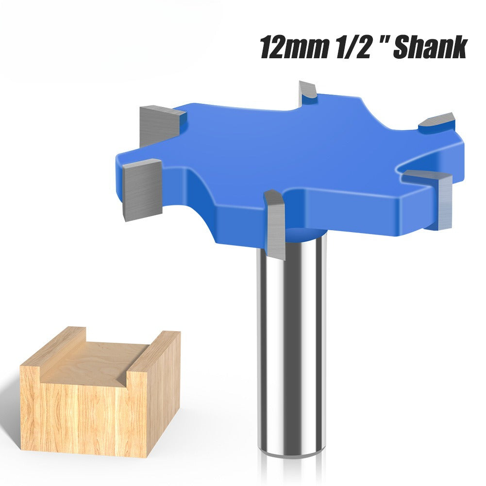 6-Tooth four-tooth T-shaped knife 1/2 handle 12mm handle woodworking tool lengthened T-shaped cutter slotted milling cutter T-shaped tenon cutter