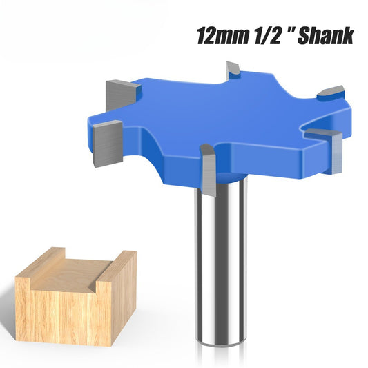 6-Tooth four-tooth T-shaped knife 1/2 handle 12mm handle woodworking tool lengthened T-shaped cutter slotted milling cutter T-shaped tenon cutter