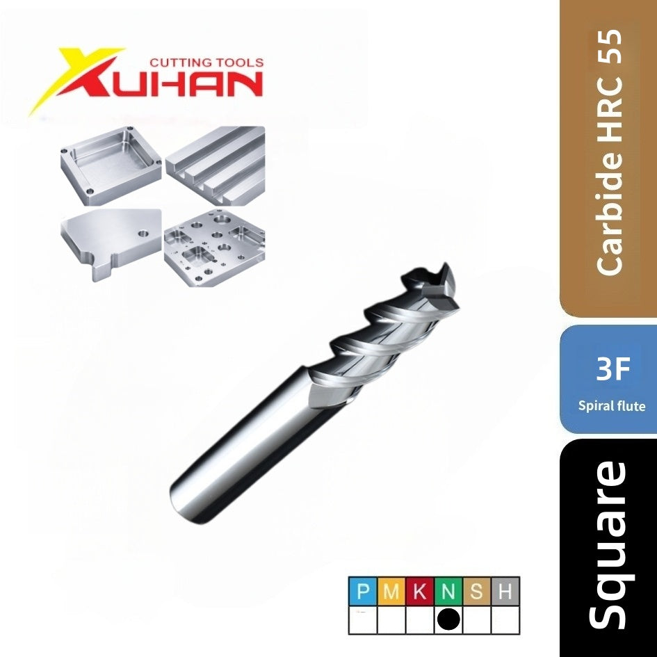 3 Flute Square End Carbide End Mill TiSiN HRC 55