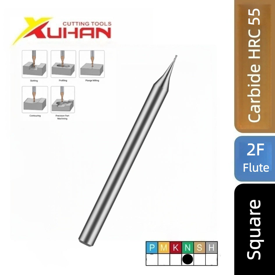 2 Flute Micro Carbide End Mill Square / Ball Nose CNC Cutter HRC 55