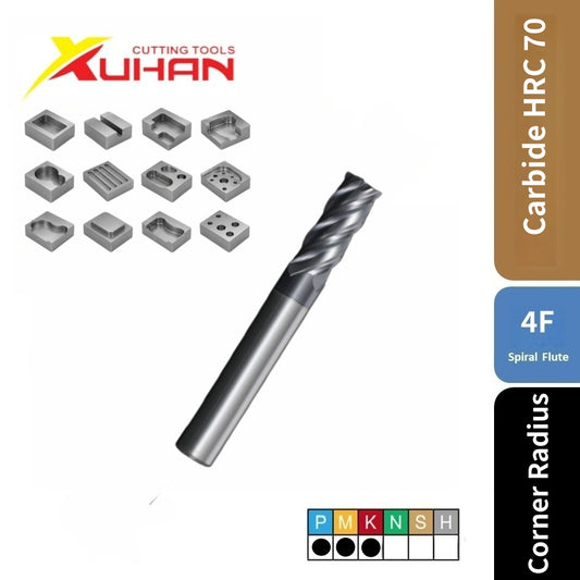 4 Flute Corner Radius Carbide End Mill Nano Coated Long Reach CNC Milling Cutter HRC70