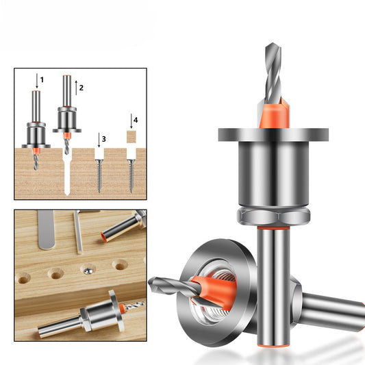 Heavy Hole Drill with Limiter Alloy Head Cone Hole Drill Woodworking Step Drill Bit Screw Installation Woodworking Drill