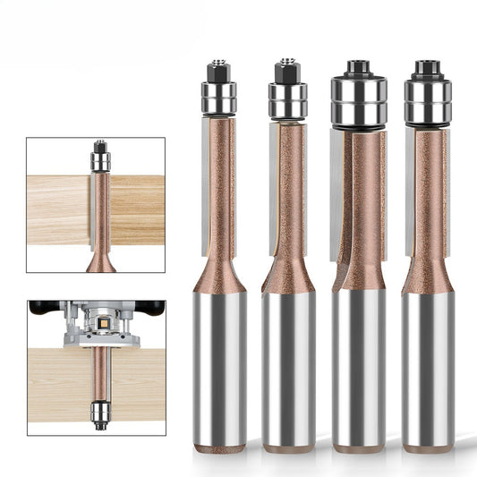 Professional grade 1/2 shank head double bearing trimming knife tungsten steel imitation woodworking milling cutter trimming alloy blade bearing