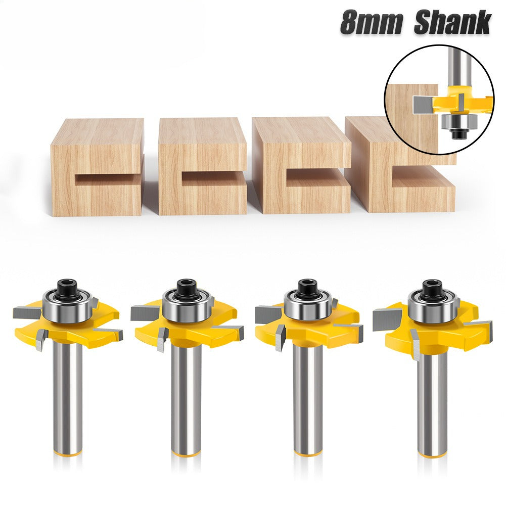 4-Edge ball T-knife 8 handle woodworking milling cutter slotting cutter notch cutter alloy cutter head trimming machine cutter head