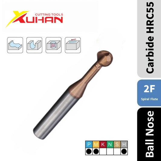 2 Flute Lollipop Ball Nose End Mill HRC55
