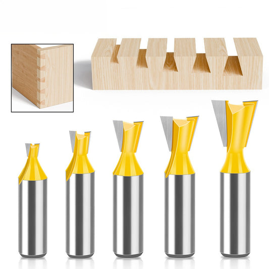 5-piece set of 1/2 handle 12 handle, dovetail knife, zikou Xun knife, woodworking milling cutter, carving knife, dovetail knife slotting knife