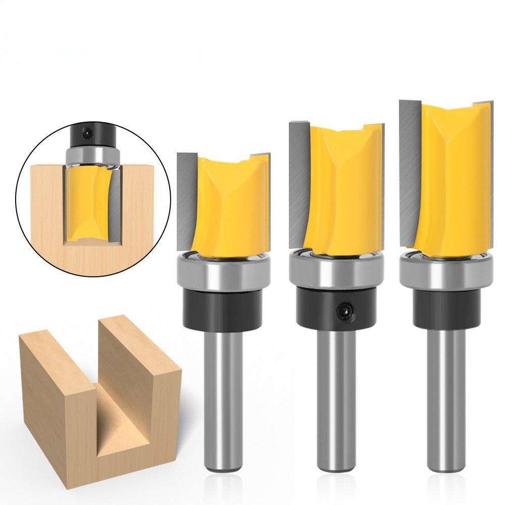 3-Piece set of 8 shank imitation shank with bearing straight knife slotting knife trimming knife straight knife trimming machine milling cutter