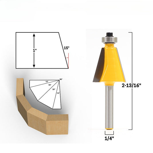 1/2 shank 1/4 shank, high-grade bevel knife bevel knife bevel knife woodworking milling cutter 15 degree bevel knife