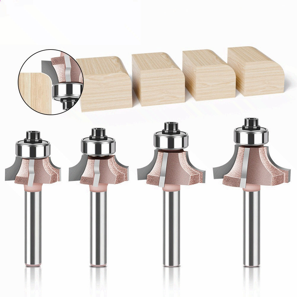 6Mm shank four-blade positive and reverse edge banding knife rounded corner knife arc trimming knife woodworking chamfering knife