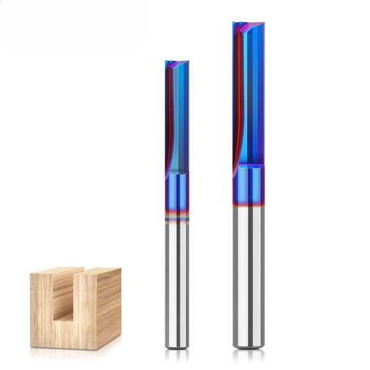2-Blade Straight Knife Straight Groove Top Spin Blue Nano Woodworking Slotting Straight Knife Integral Alloy Woodworking Milling Cutter