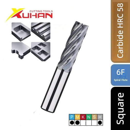 6 Flute Square End Carbide End Mill TiSiN HRC 58
