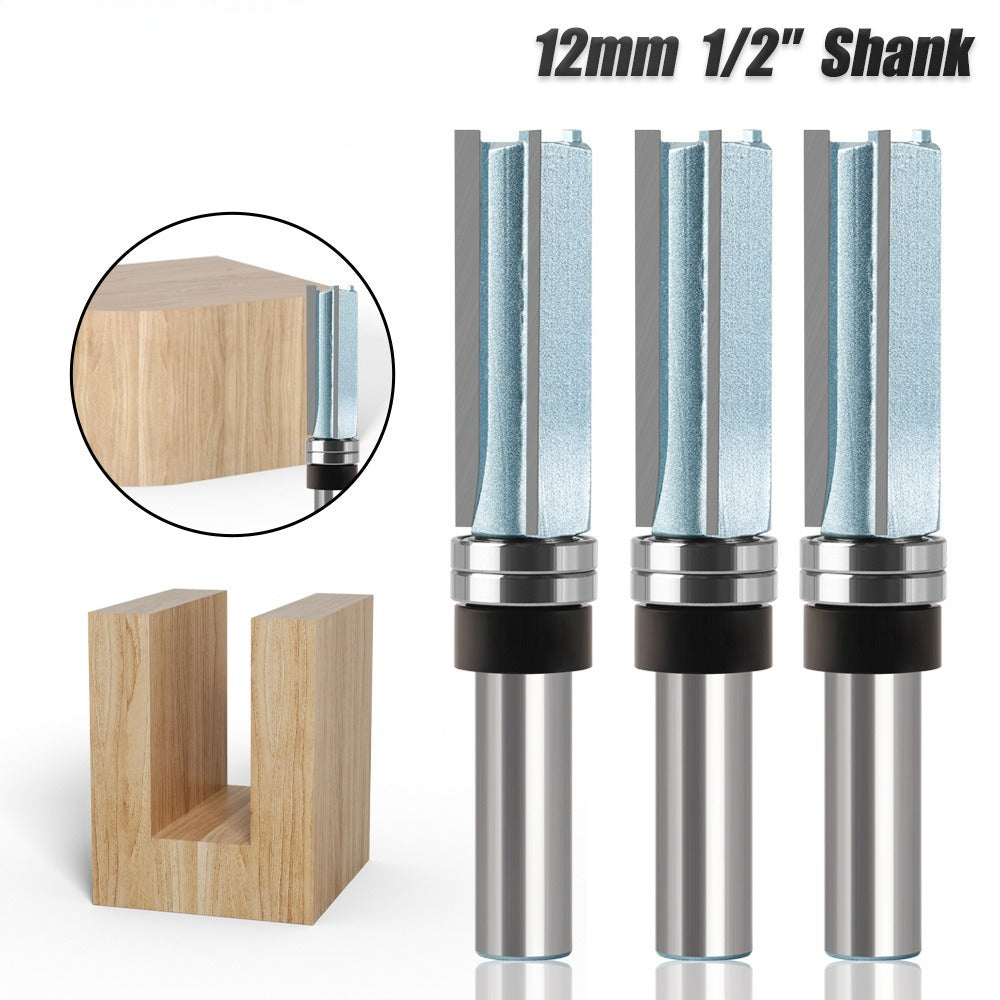 Woodworking professional grade three-blade bearing straight knife slotting knife trimming knife double bearing handle with bearing straight knife engraving machine knife